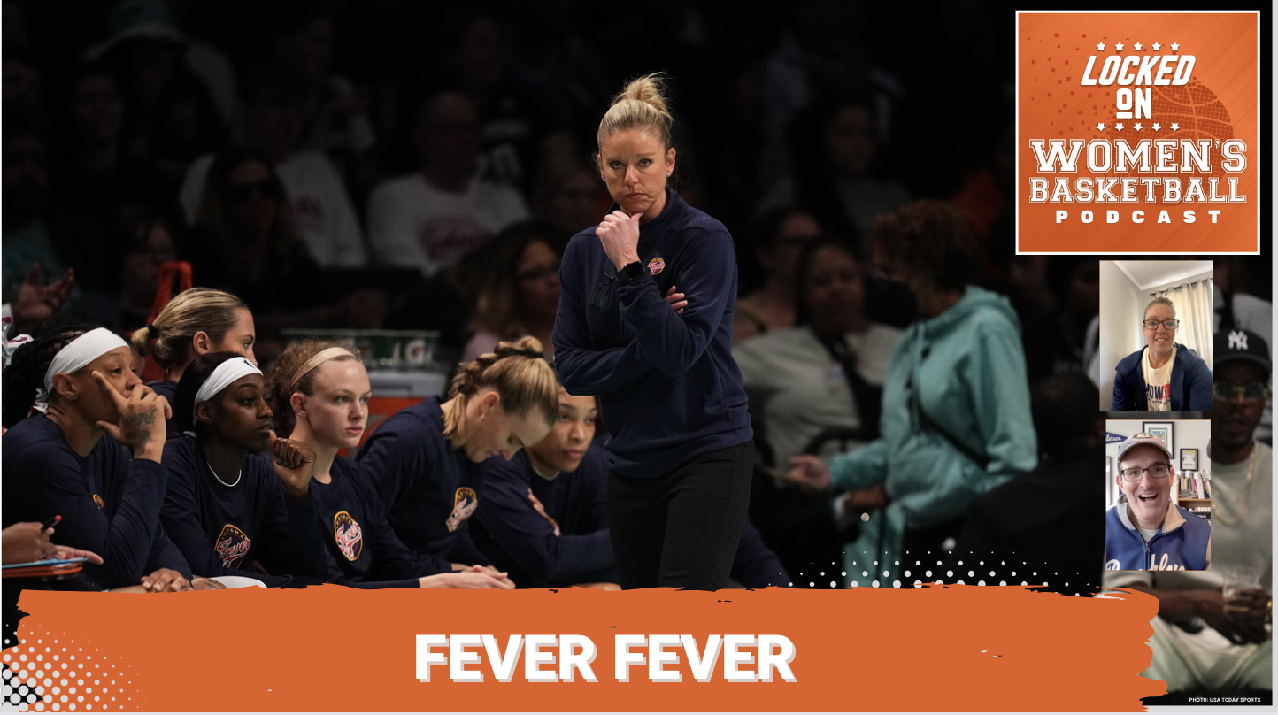 Indiana Fever head coach Christie Sides with a Locked On Women’s Basketball lower third that reads “Fever Fever”